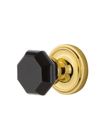 Classic Rosette Door Set with Colored Waldorf Crystal Glass Knobs.